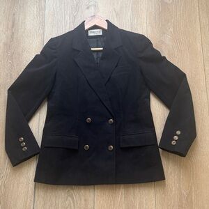Vintage Count Romi Ultrasuede Black Blazer 80s Double Breasted Jacket
